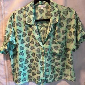 Green heart Print Women's Top